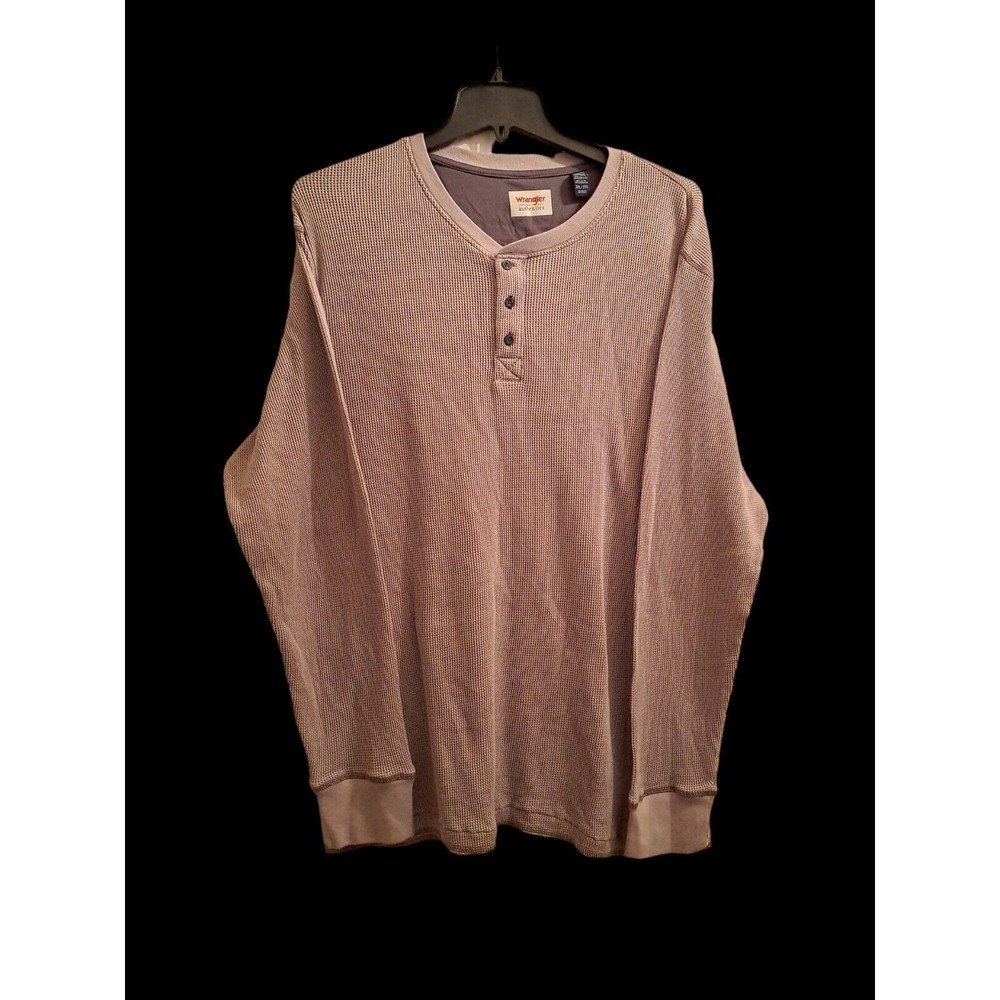 Wrangler Authentics Men's 2XL Long Sleeve Waffle Knit  Henley Shirt Pumice Stone - Picture 6 of 7